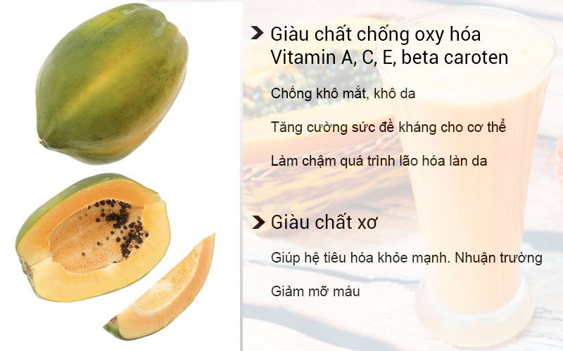 Đu đủ ruột vàng chứa nhiều vitamin tốt cho sức khỏe, đẹp da, giúp hệ tiêu hóa khỏe mạnh